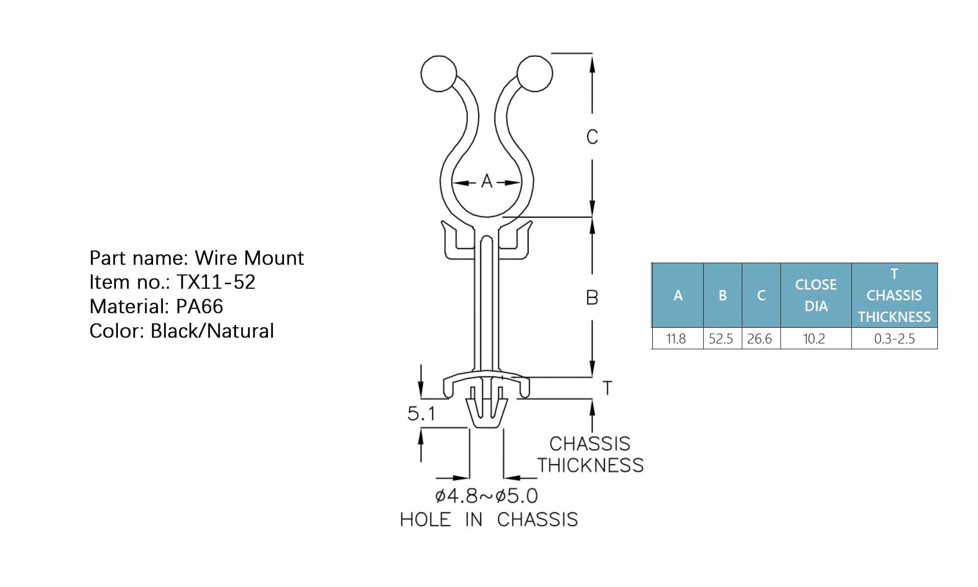 Plastic Wire Mount TX11-52